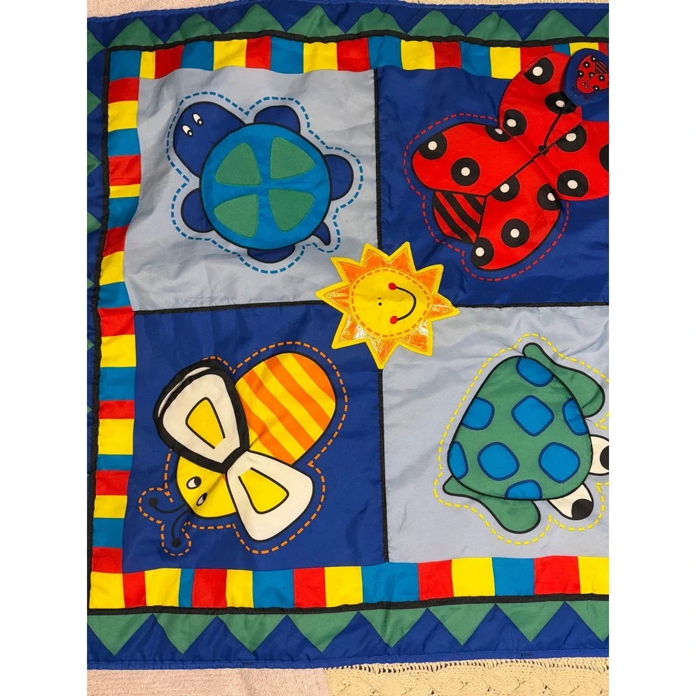 VTG Multi-Color Animal Playard Sheet Turtle Ladybug Bee Sun Baby Play Mat Cover